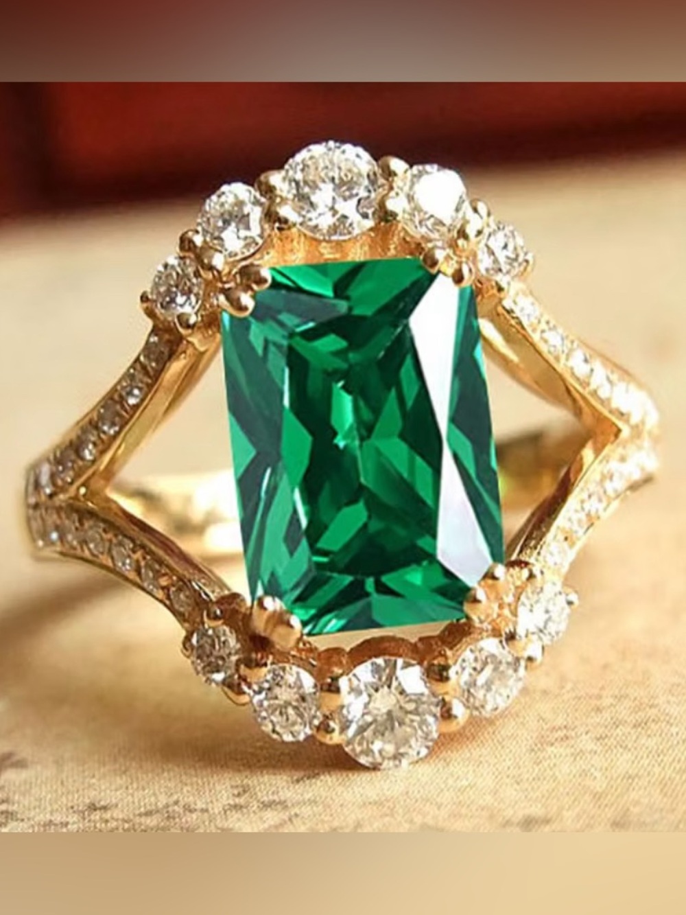 Antiqued Neiman Marcus 18KT Gold vermeil Emerald Topaz Ring size 8